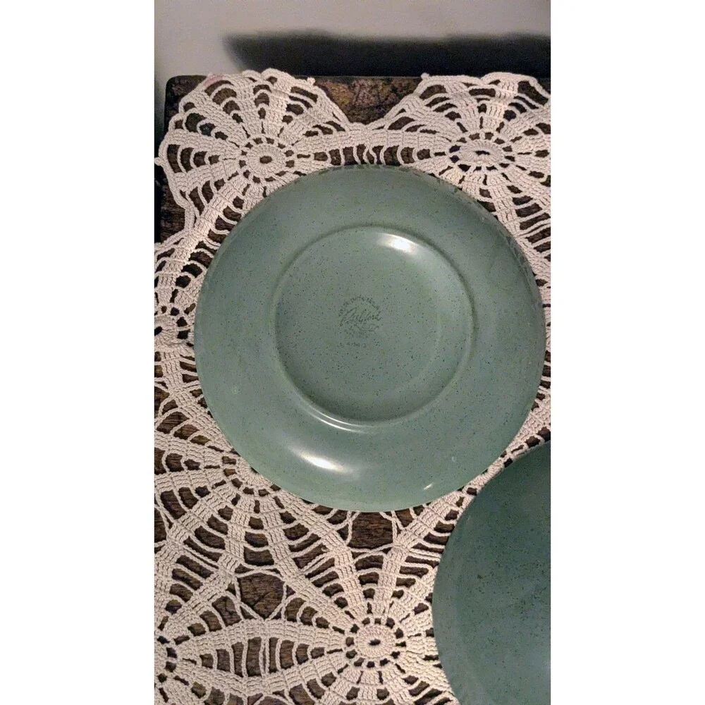 Vintage Taylor Smith Taylor Pebbleford Teal Oval Vegetable Bowl & Saucer,...